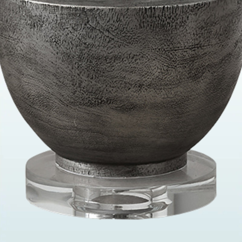Elizabeth Standard Resin Table Lamp in Gray and Linen Shade, 27.89'' H X 15.82'' W X 15.82'' D