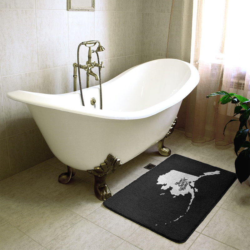 Tapis rectangulaire antidérapant pour salle de bain, Rose, L 21 po x L 34 po, Home Sweet Home Anchorage