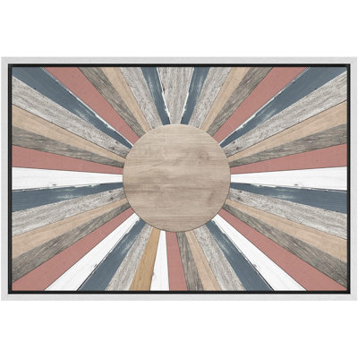 Panneau soleil et lune arc-en-ciel pastel brillant encadré sur toile