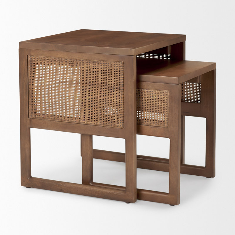 Cinna Solid Wood Nesting Tables, Medium Brown