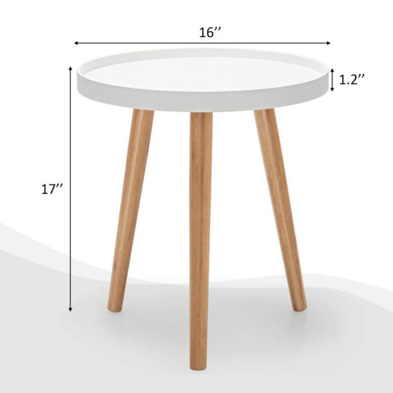Table basse ronde avec plateau en bois