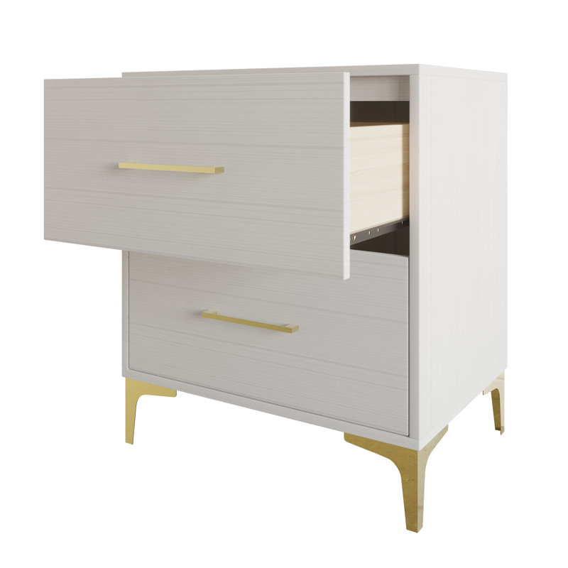 Table de chevet 2 tiroirs Maricus, Blanc