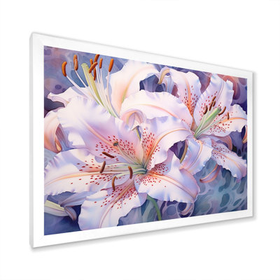 Aquarelle corail lys tranquillité sur toile