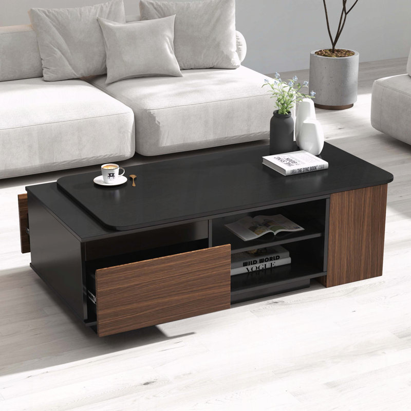 Table basse extensible avec 2 tiroirs de rangement