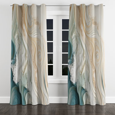 Modern Blue And Beige Sand Aerial View IV - Beach Sand Blackout Grommet Curtain - 1 panel