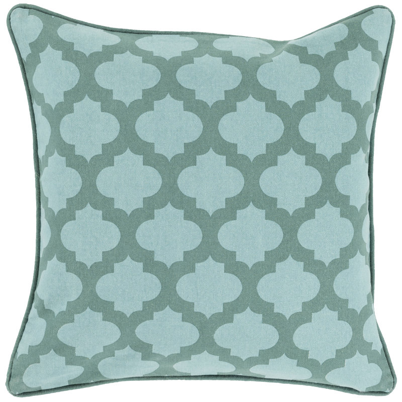 White and Taupe Moroccan Lattice Square Pillow