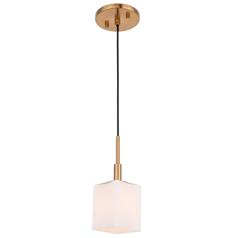 Luminaire suspendu carré 1 lumières Thiede, Laiton, Halogène