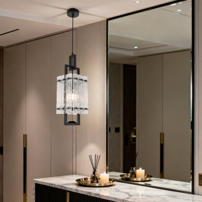 Single-head Square Crystal Dining Chandelier, With 55.1'' Adjustable Cord, E14 Socket