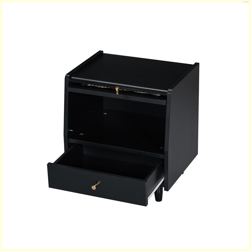 Table de chevet en bois, Noir