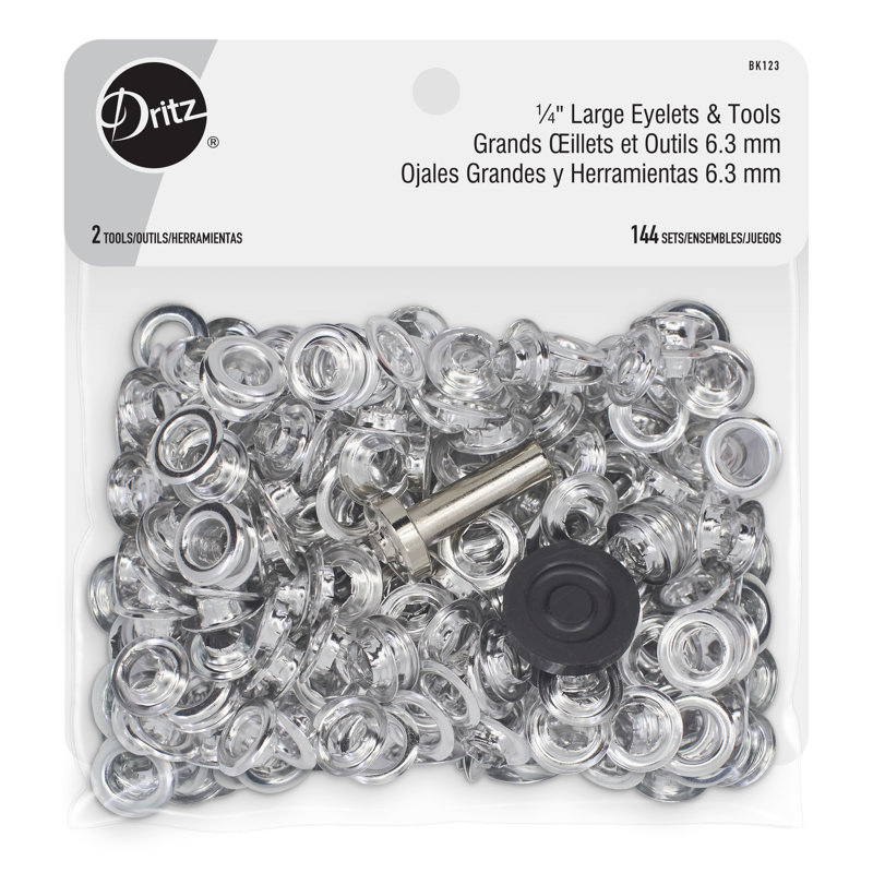 Dritz 1/4 gros œillets et outils, argent, 144 ensembles