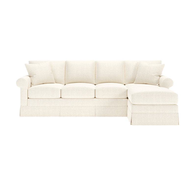 Canapé-lit modulaire 2 pièces Friedman, Accoudoir à droite (vu de face), Tissu performance bouclé Davis Pearl