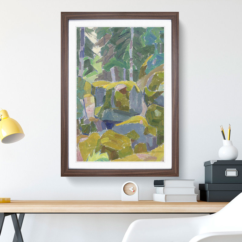 Landscape with Trees by Alexander Bogomazov - Picture Frame Painting, Walnut Framed, 65cm H x 48cm W x 2cm D