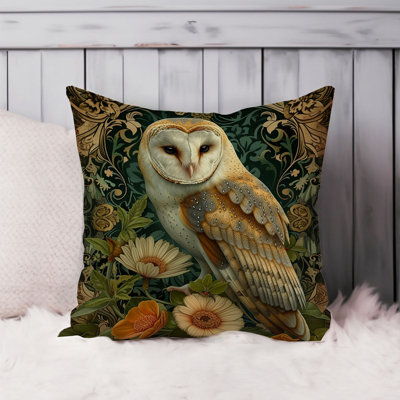 Animals William Morris Owl Pattern VIII Cottage Throw Pillow Cover