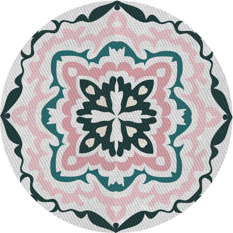 Tapis vert damassé, Rond 7 pi