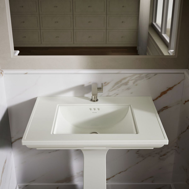 Memoirs® Stately 24" Pedestal Bathroom Sink with 4" Centerset Faucet Holes, Dune, Single, 34.75" H x 22.19" W x 30.69" L