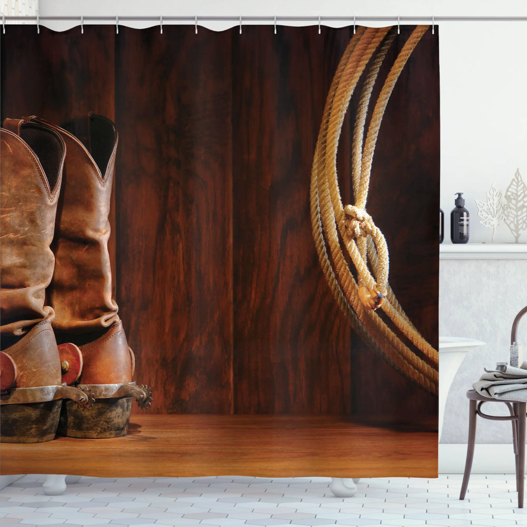 Western Shower Curtain with Hooks Included Ambesonne