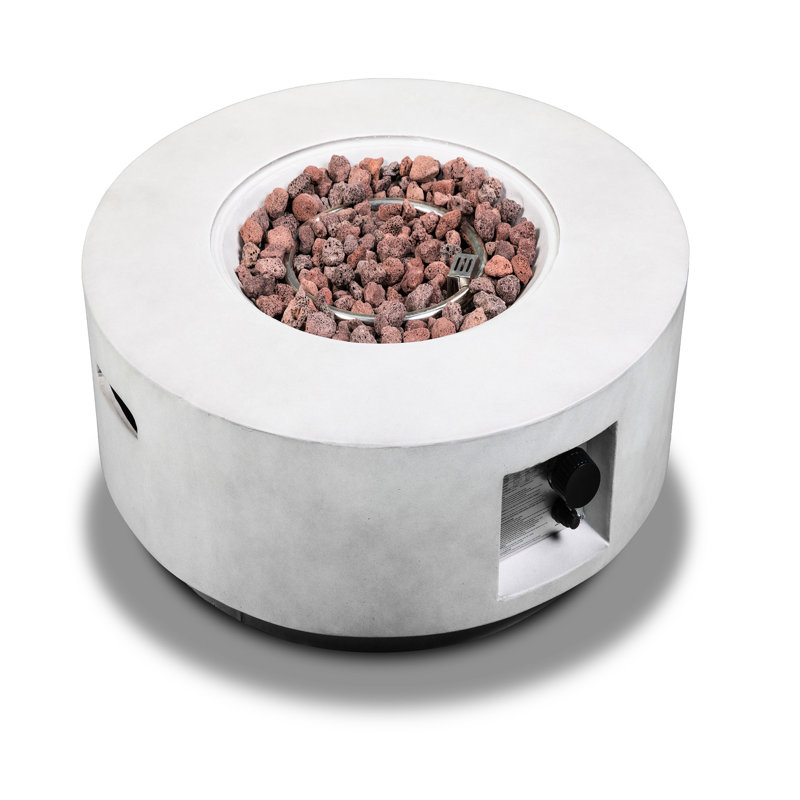 Foyer chauffant en béton gris - 50000 BTU, profitez du confort extérieur et de la chaleur de la table pour réchauffer votre espace
