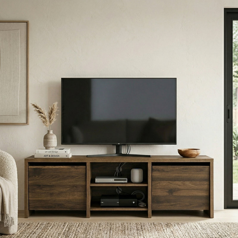 Aarti 59" Wide Modern TV Stand for TVs up to 75", Walnut