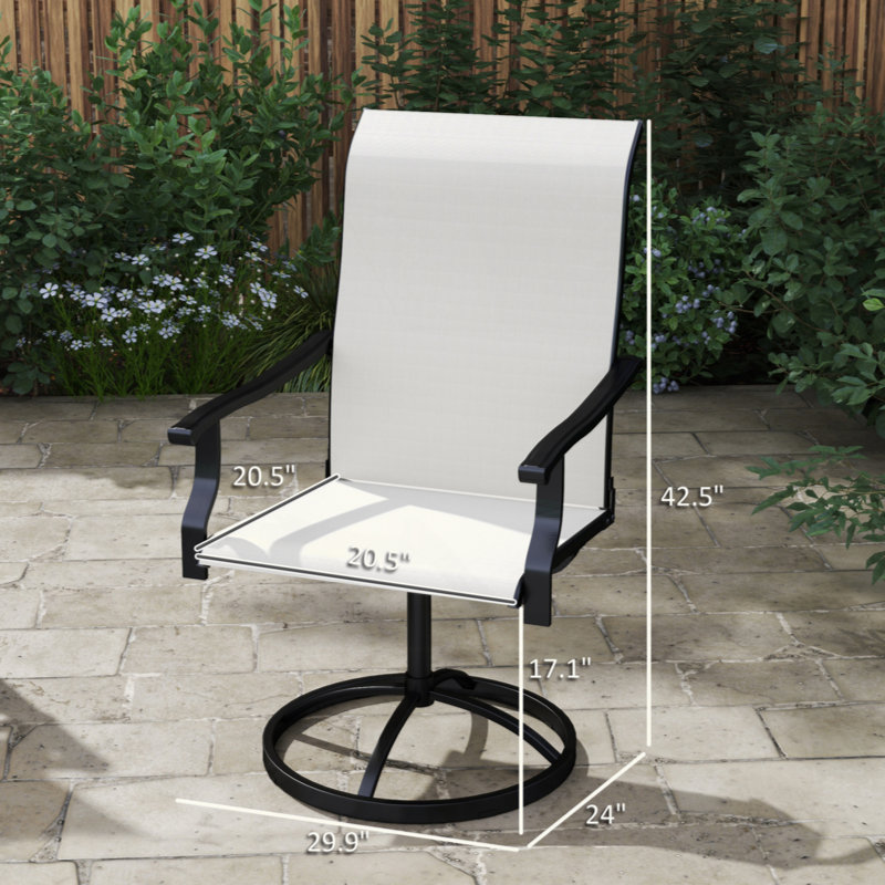 Ensemble de 2 chaises d'extérieur, chaises pivotantes, Noir / blanc