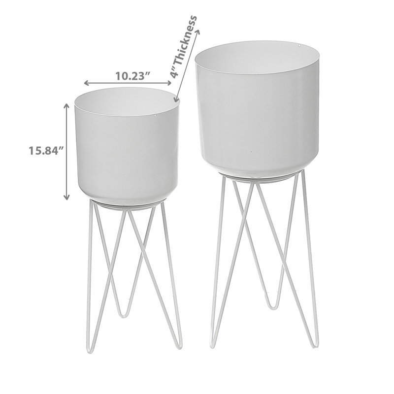 Metal Pot Planter, White