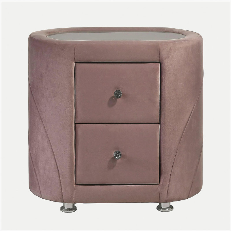 Armoire longue 2 tiroirs en tissu rose
