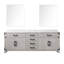 Meuble-lavabo double en chêne blanc l 84 po x P 22 po, comptoir en marbre de Carrare et miroirs 36 po