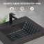 Meuble-lavabo flottant double de 60 po de largeur, armoire murale moderne, double cuve noire à quartz et 4 tiroirs à fermeture en douceur