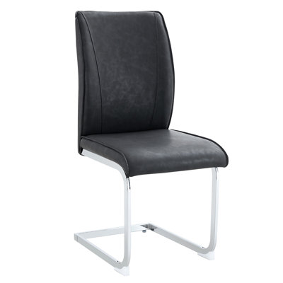 Of 8 Pu Chairs, Dark Gray, Arched Metal Leg, Provides Stable Support Gray Dining Chair With Breathable Fabric, Enhances User Experience