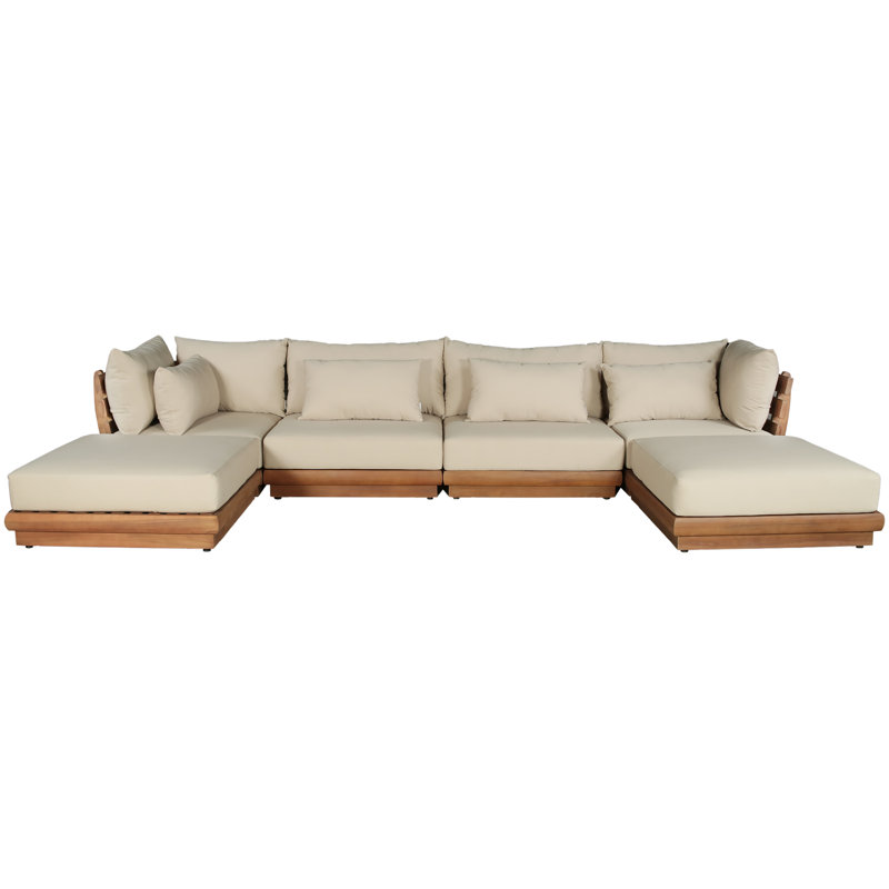 Canapé modulaire d'extérieur rembourré en tissu résistant à l'eau Mirella, Tanné