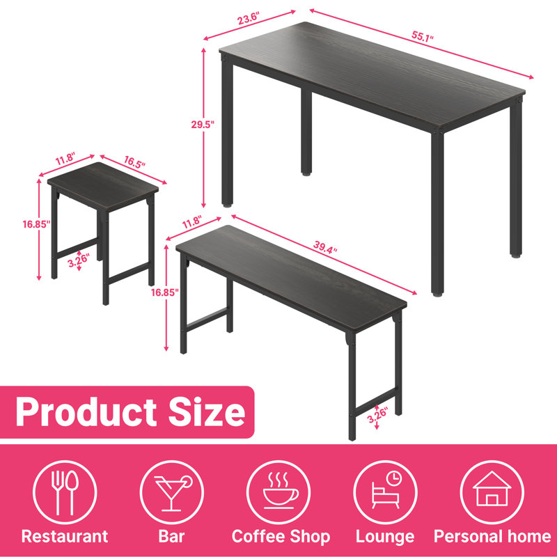 Ensemble repas pour 4 personnes Marielle, Gris, Noir