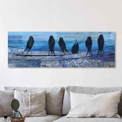 Birds In Blue by Kimberly Allen - Wrapped Canvas Panoramic Print