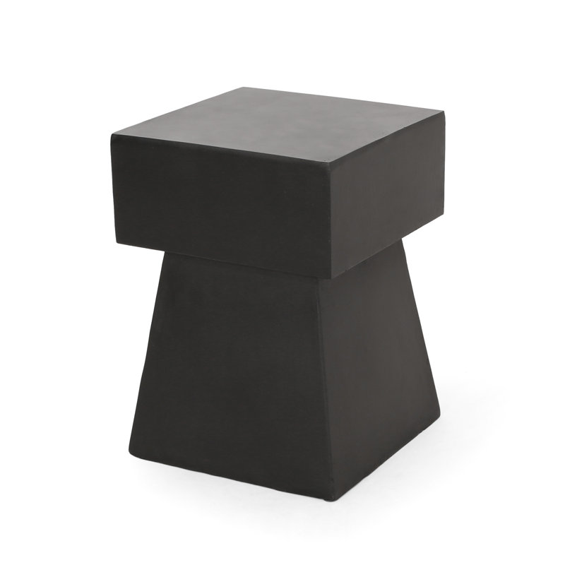 Lightweight Concrete Side Table, Modern Design, No Assembly, Black Magnesium Oxide, Pedestal Shape - 13.78In Width X 18.96In Tall Assembly Required, Design High, Contemporary