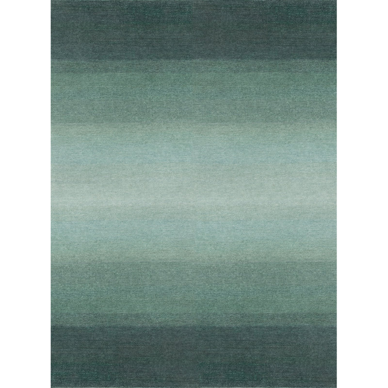 Fade Hand Knotted Ombre Area Rug in Wintergreen/Forest Green/Teal Green, Rectangle 10' x 14'
