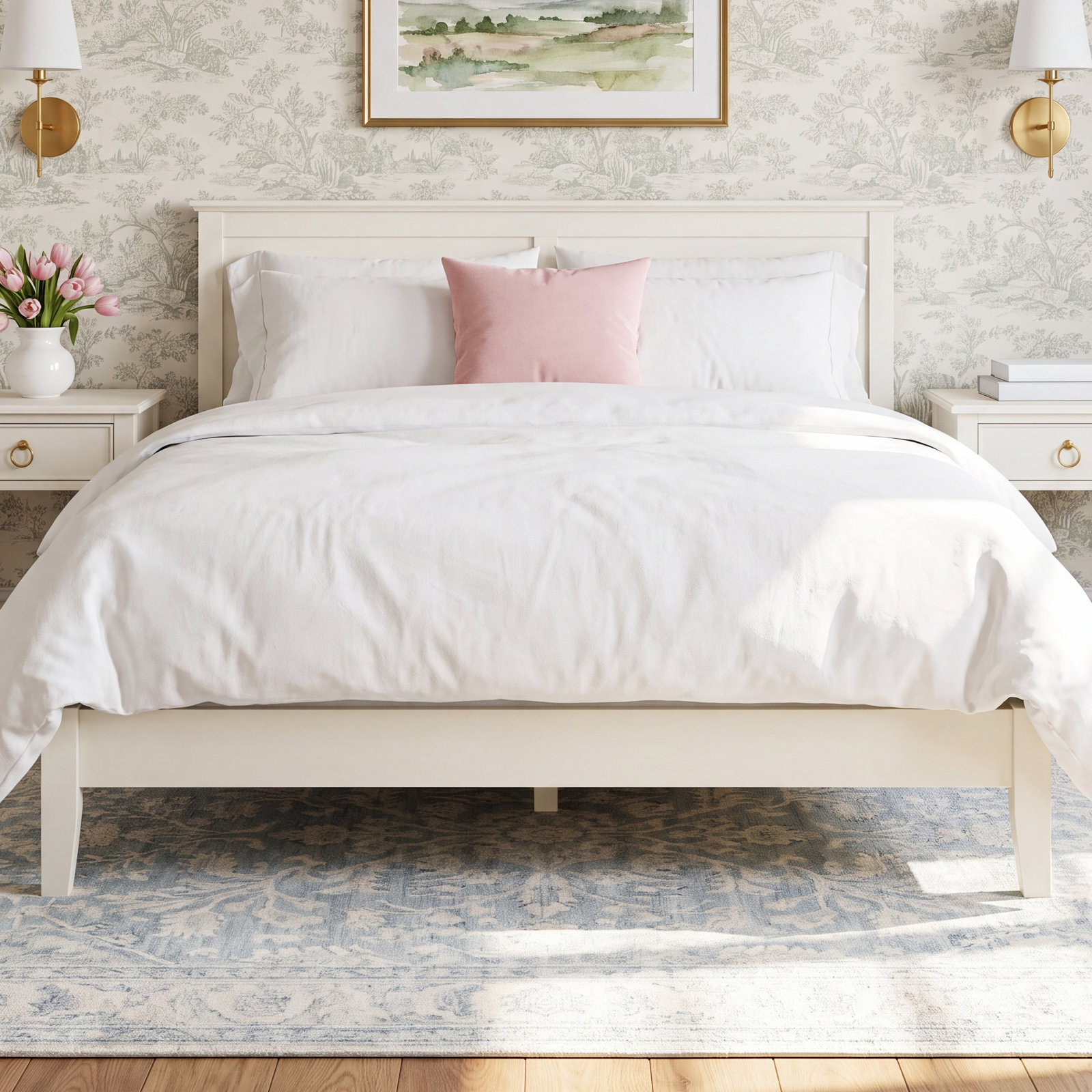 Charter Solid Hardwood Bed Rail, White