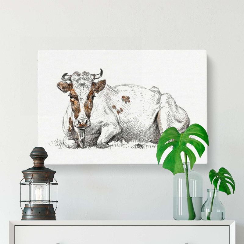 A Lying Cow by Jean Bernard - Wrapped Canvas, 35cm H x 50cm W x 3cm D