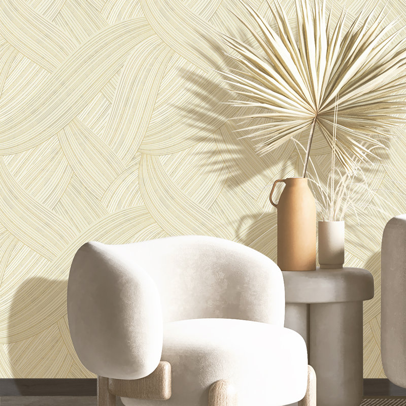 Stratum Unito Design Metallic Texture 33' L x 42" W Wallpaper Roll, Cream/Beige/Gray
