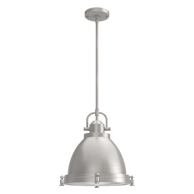 14" Brushed Nickel and Clear Glass LED Bowl Pendant