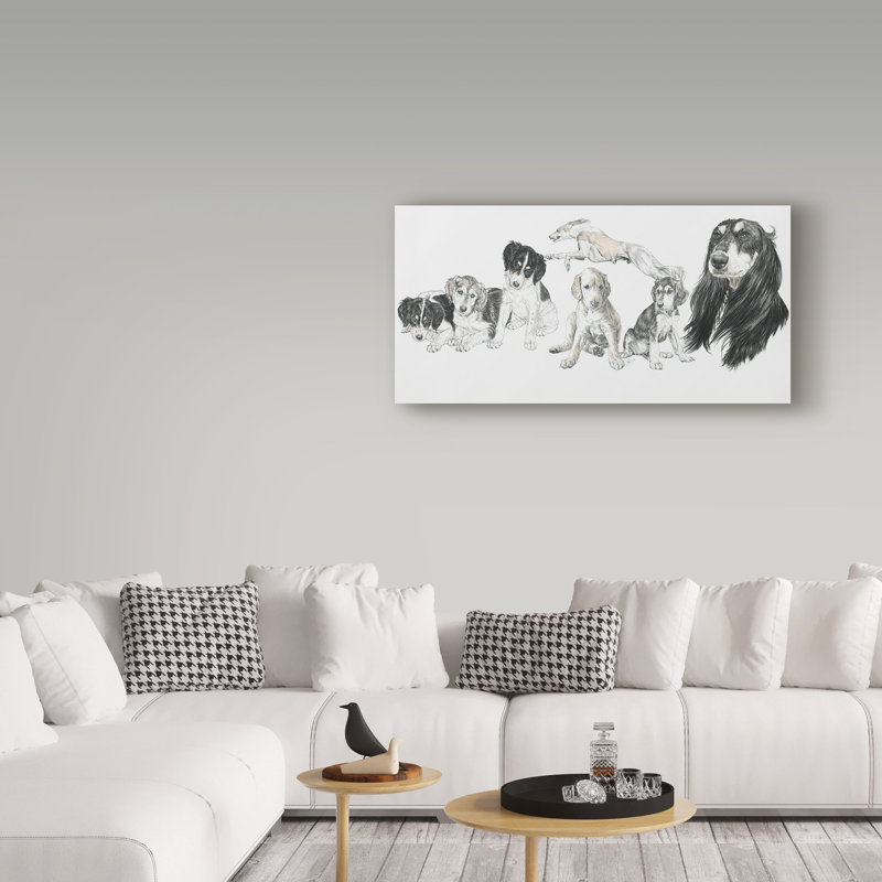 Publicité rétro sur toile tendue Adelphi «Growing Up Saluki», H 10 po x l 19 po