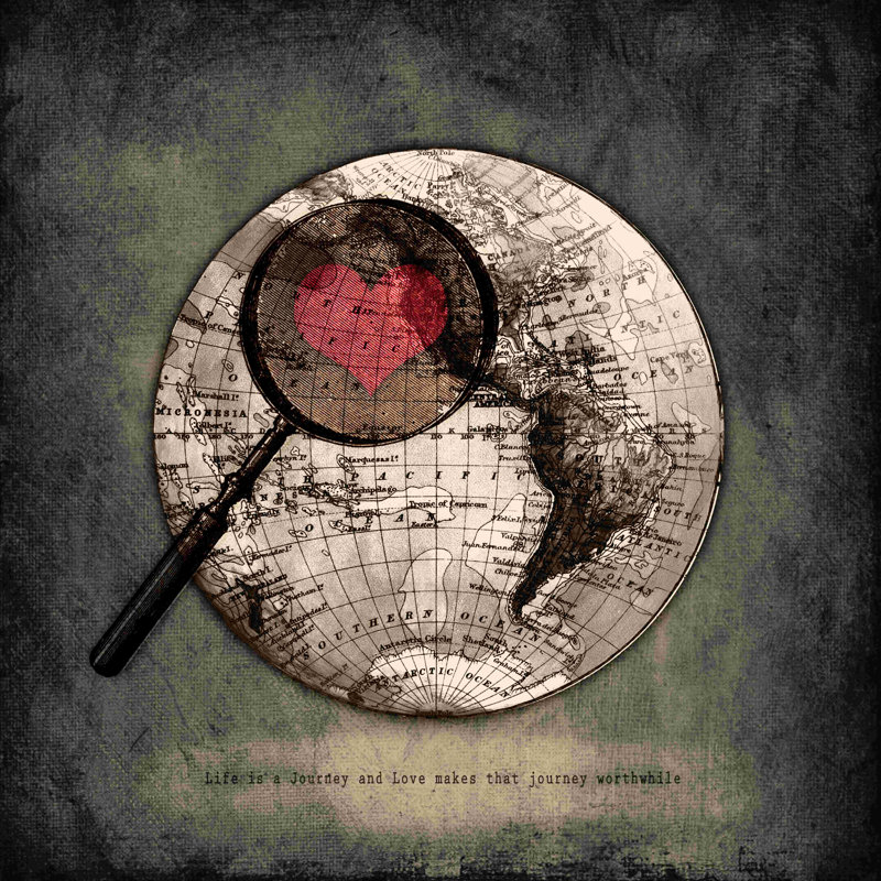 Globe Love - impression sur toile tendue, H 12 po x l 12 po x P 1,25 po