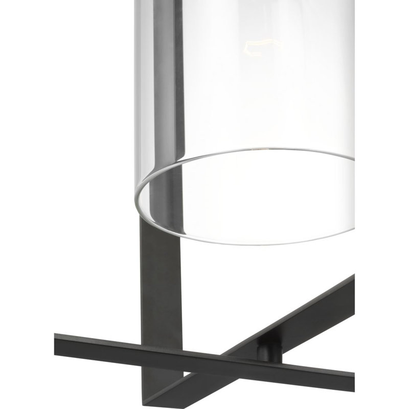 Luminaire suspendu 1 lumière Margan, Transparent, Noir mat