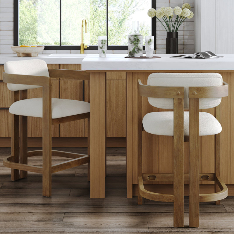 Tabouret de bar Arik Boucle Barrel, 2