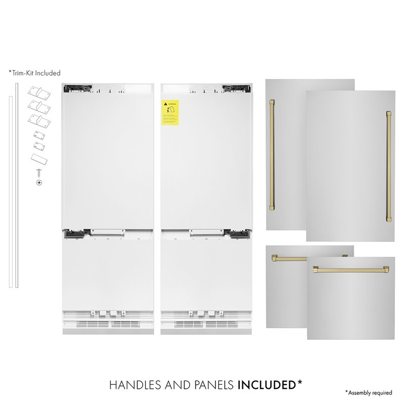 ZLINE 60" Autograph Edition 32.2 cu. ft. Built-in 4-Door French Door Refrigerator, Champagne Bronze, Stainless Steel