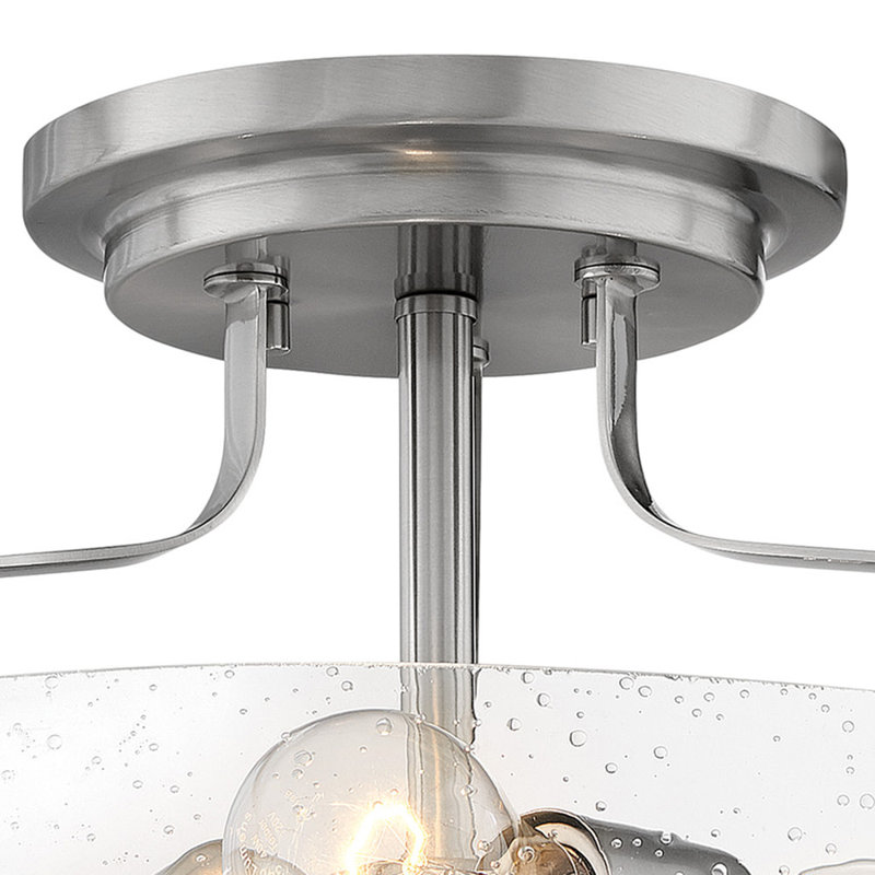 Plafonnier rétro semi-encastré 3 lumières Harper, Nickel brossé, Petit