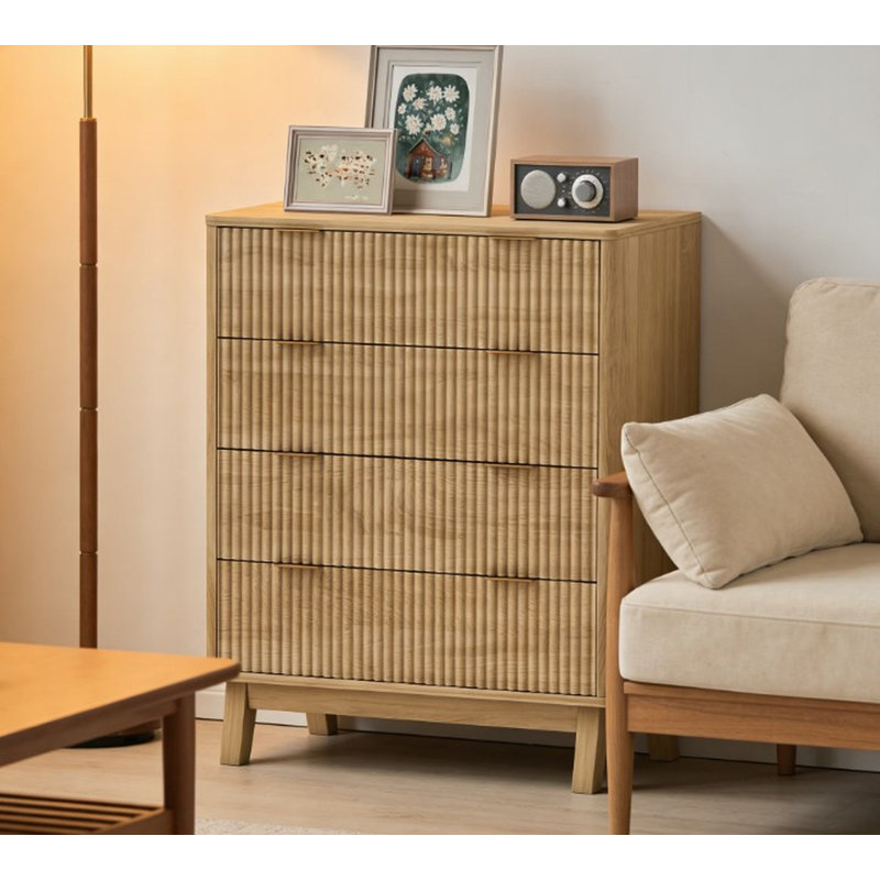 Commode double 4 tiroirs 27,6 po Ilhama, Naturel