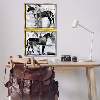 «Abstract Horse Silhouette Circles», ensemble de 2 toiles flottantes encadrées par Ethan Harper