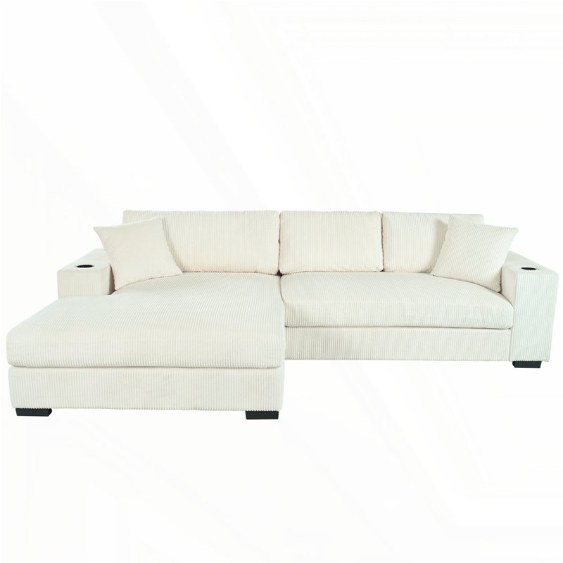 Grand canapé modulaire avec coussins épais Mirod, Beige