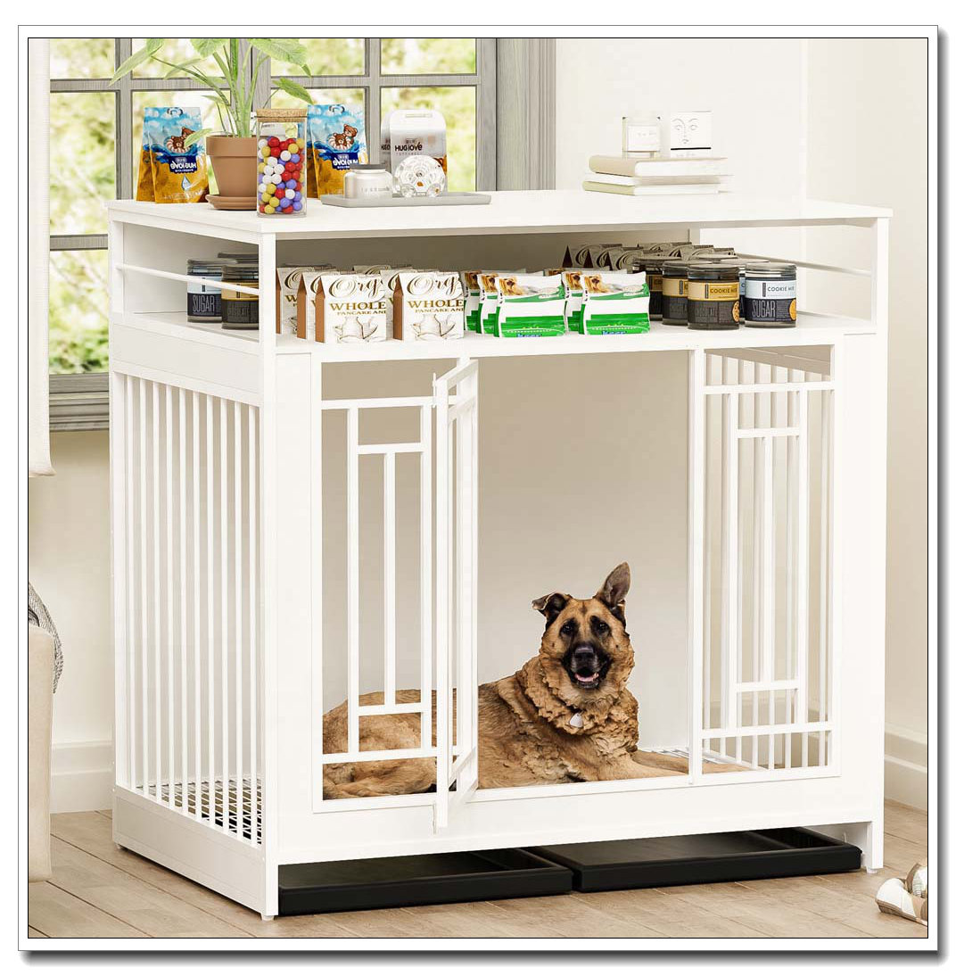 Ophelia & Co. Wooden Dog Crate Furniture Divider Double Door Three ...