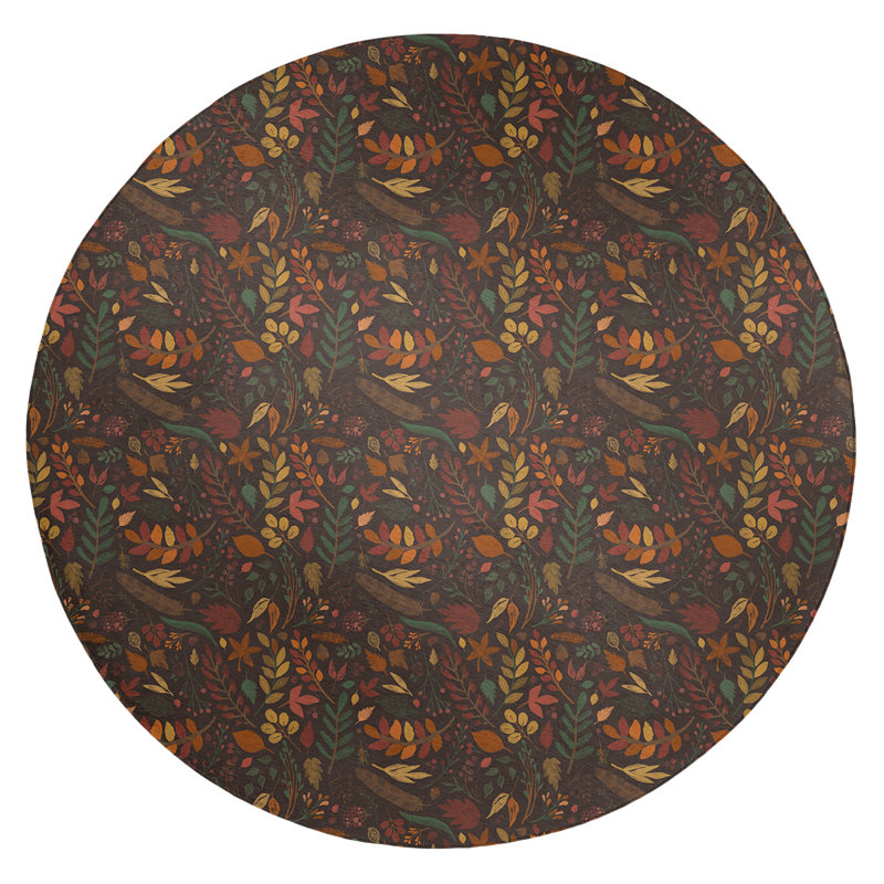 Chenille Floral Indoor Rug, Round 5'