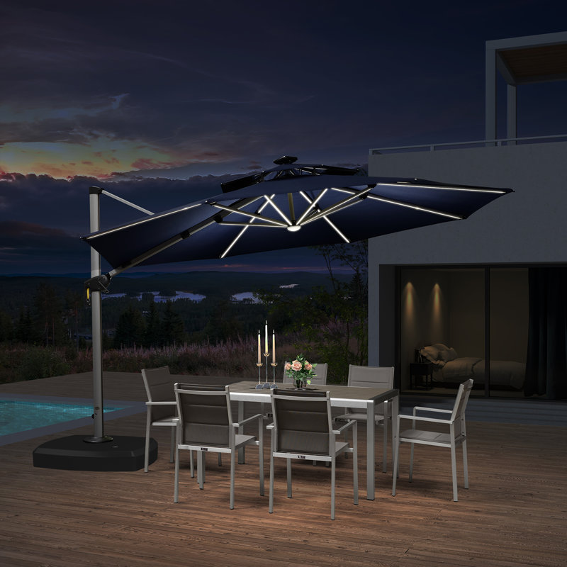 Parasol en porte-à-faux 144 po Rohles, Bleu marine
