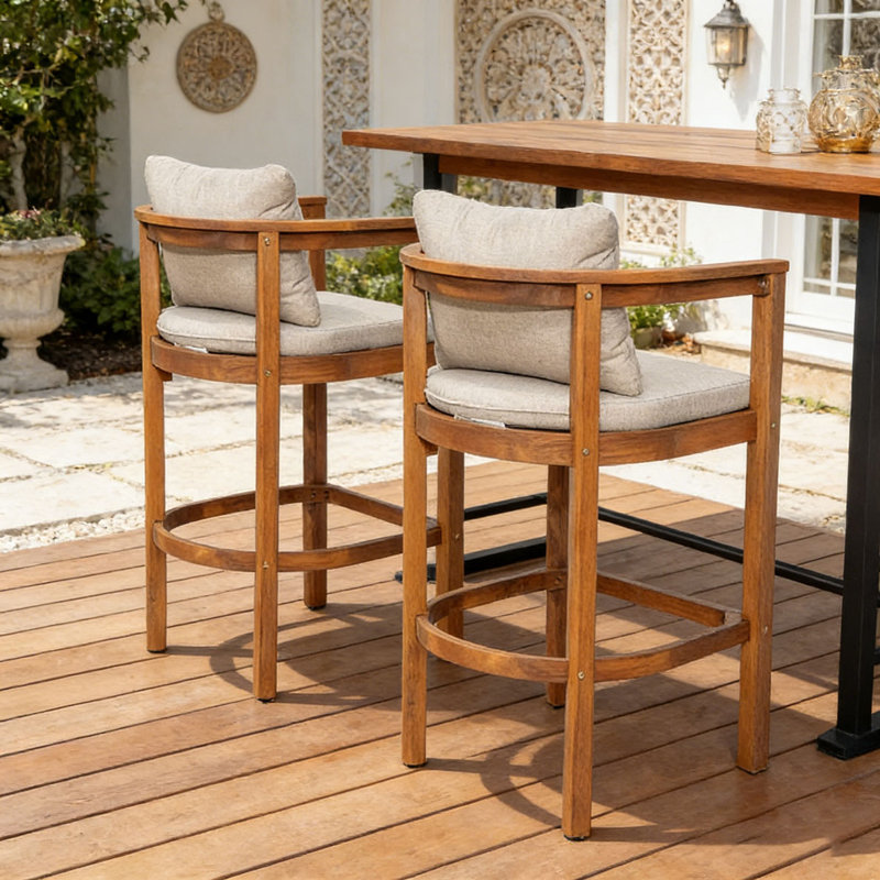 Ensemble de tabourets d'extérieur, Teak